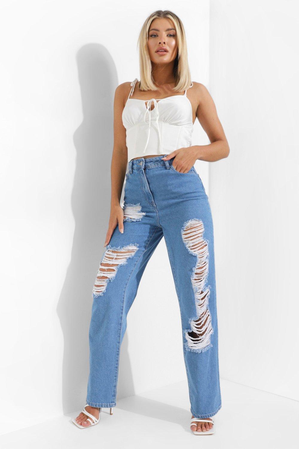 Jeans femme effet outlet usé